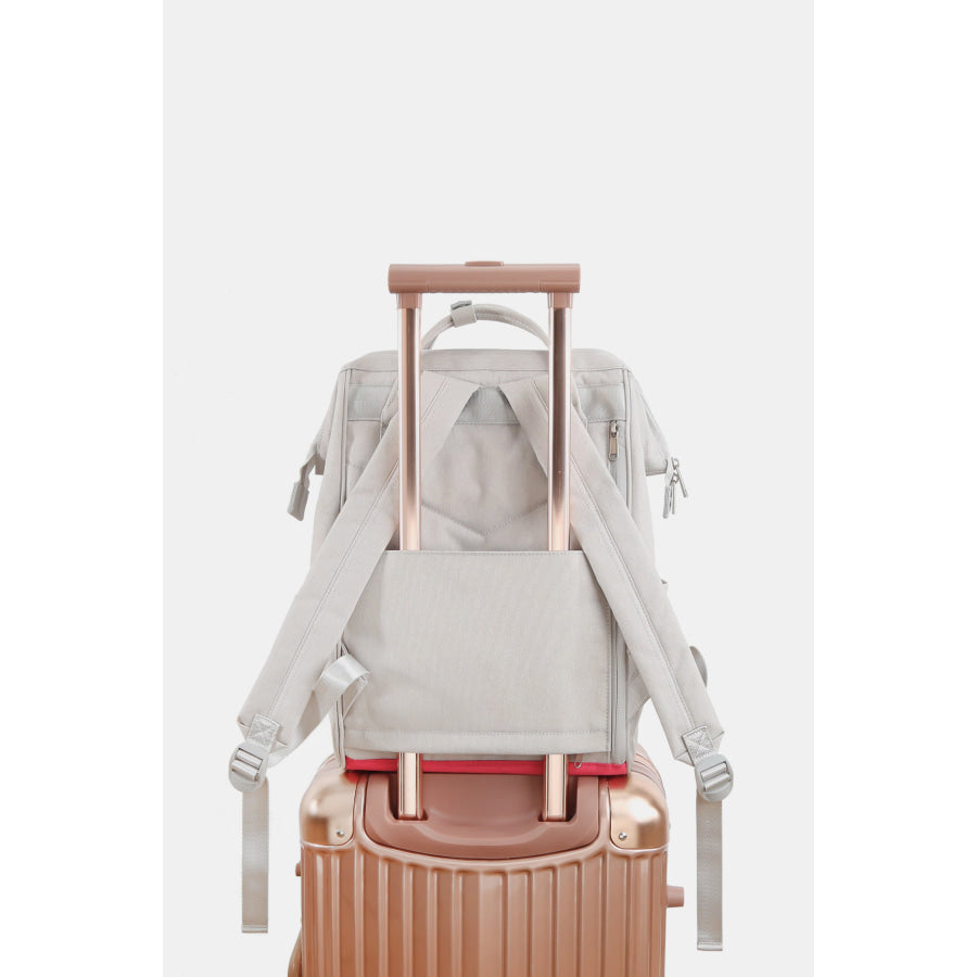 Himawari Contrast Waterproof Backpack Bag with External USB Port Apparel and Accessories