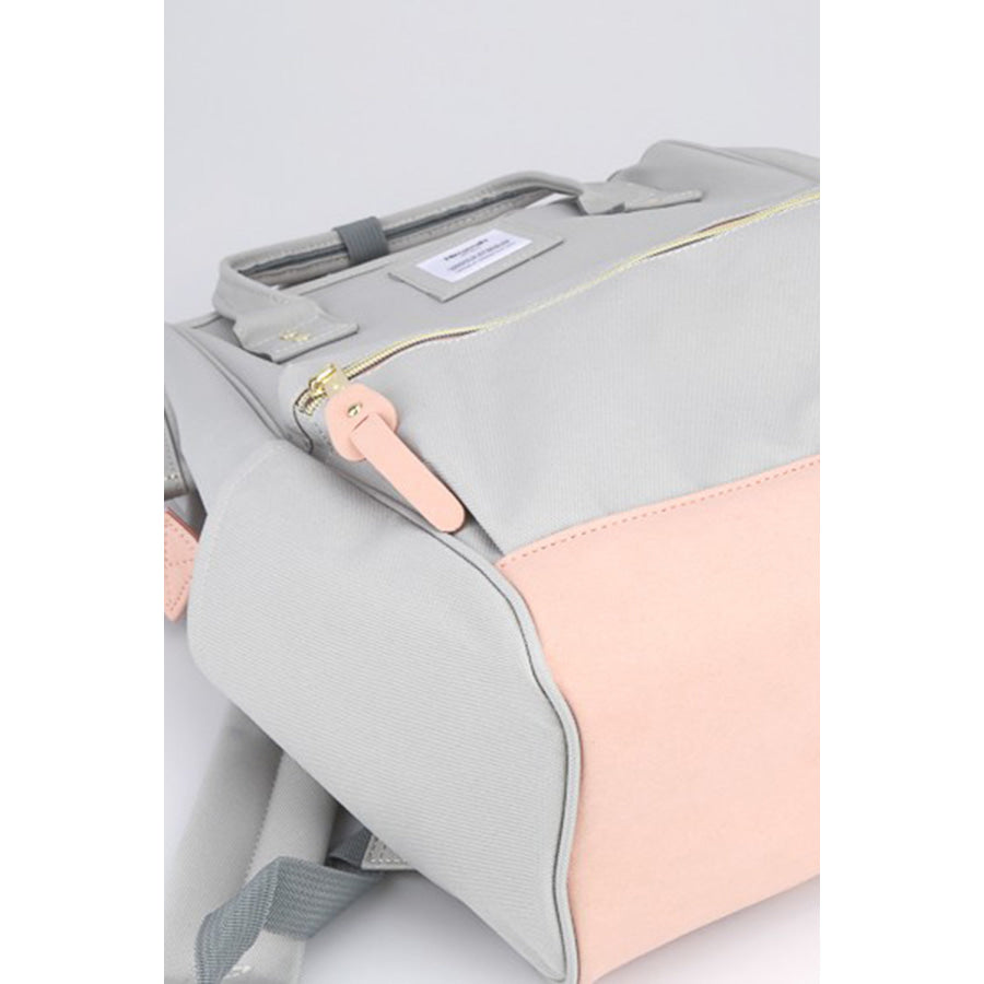 Himawari Contrast Waterproof Canvas Backpack Bag with Side Pockets Apparel and Accessories