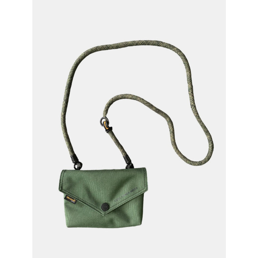 Himawari Solid Color Envelope Shape Crossbody Bag with Removable Strap Basil / One Size Apparel and Accessories