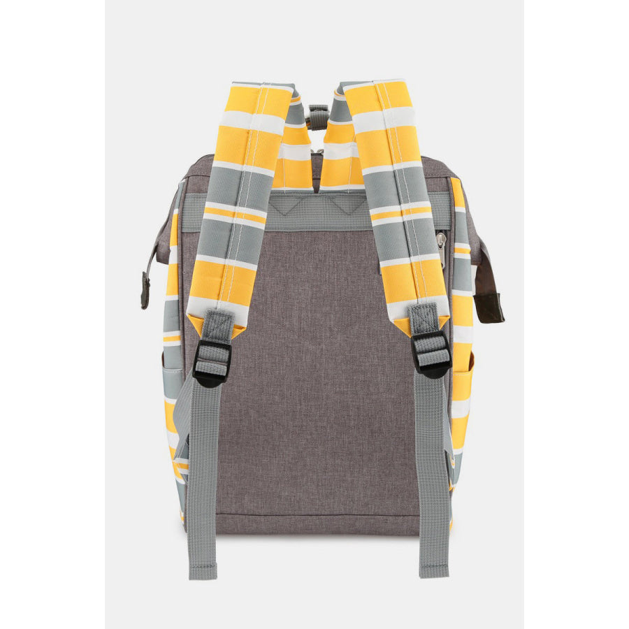 Himawari Striped Waterproof Nylon Backpack Bag with Side Pockets Apparel and Accessories