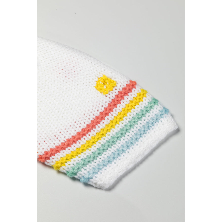 Hollow Striped Color Block Round Neck Sweater Apparel and Accessories