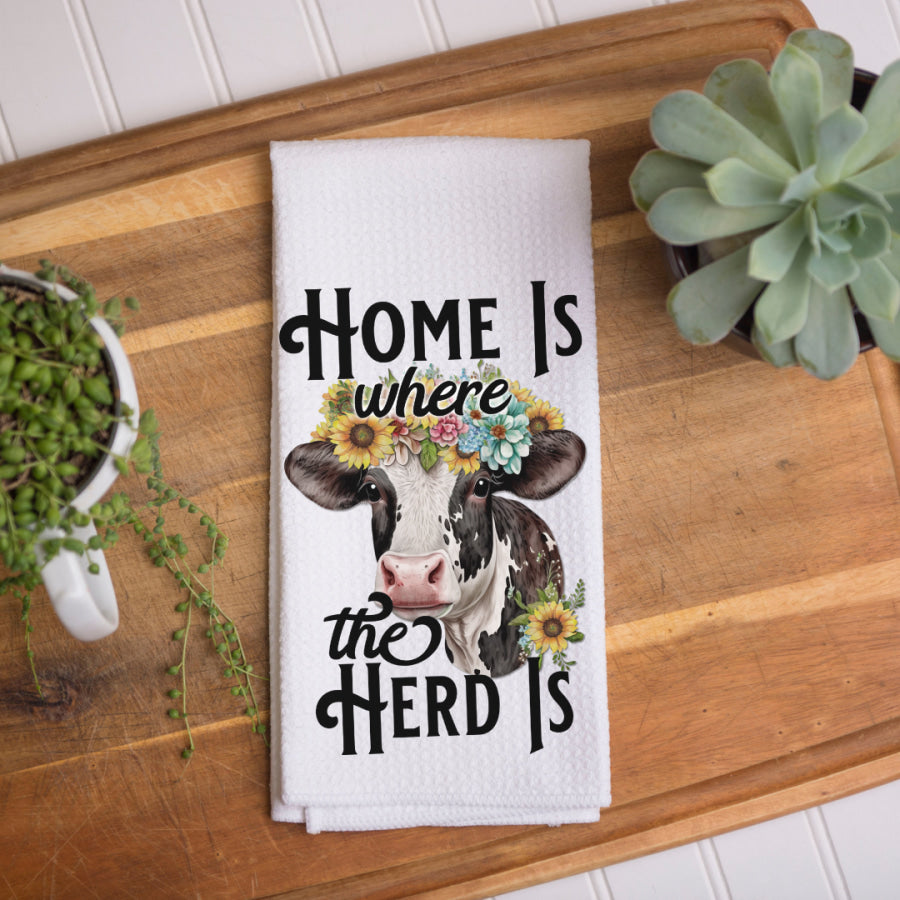 Home Is Where The Herd Is Kitchen Tea Towel Kitchen Towels