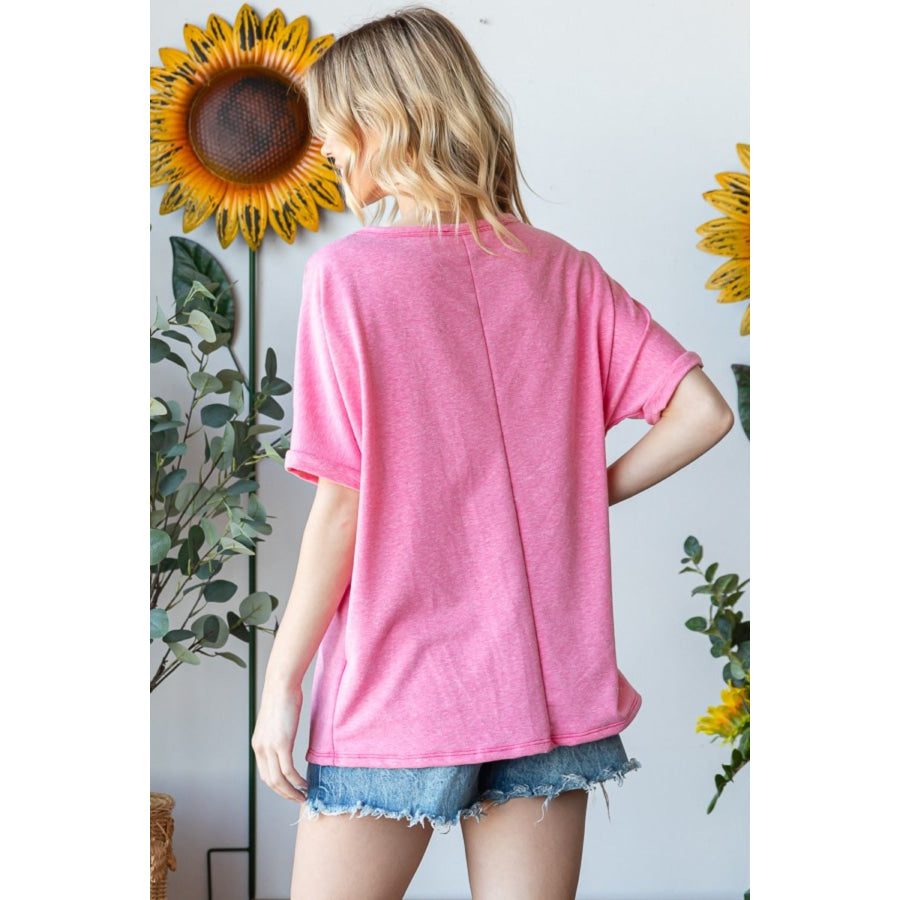 HOPELY Leopard Star Patch Short Sleeve T-Shirt Pink / S Apparel and Accessories