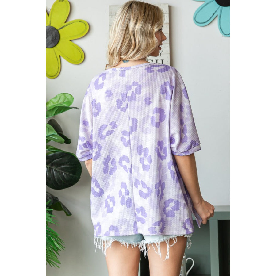 HOPELY Print Waffle Oversized T-Shirt Apparel and Accessories