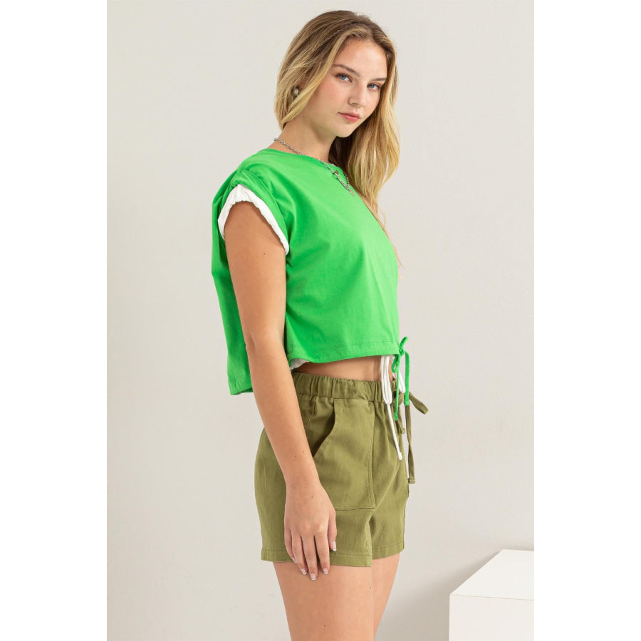 HYFVE Drawstring Hem Crop Top Apparel and Accessories