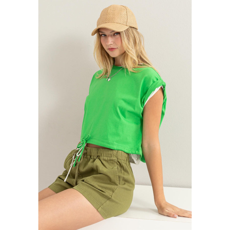 HYFVE Drawstring Hem Crop Top Apparel and Accessories
