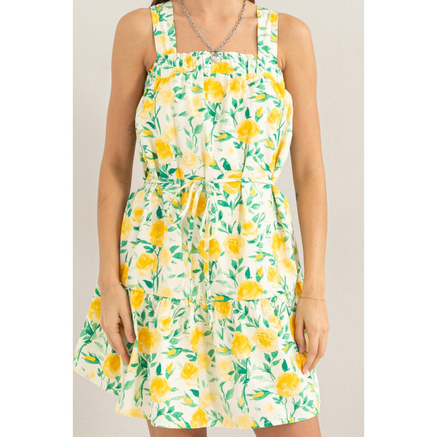 HYFVE Floral Tie Shoulder Mini Dress Apparel and Accessories