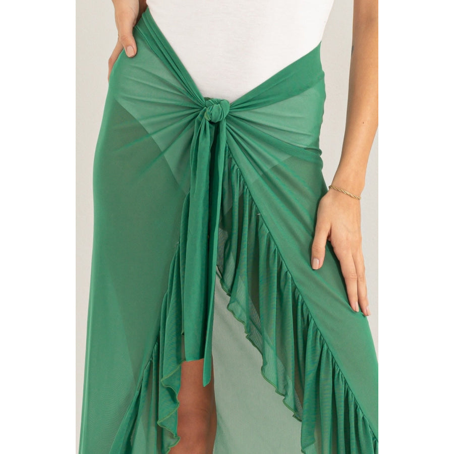 HYFVE Ruffle Trim Cover Up Sarong Skirt Apparel and Accessories