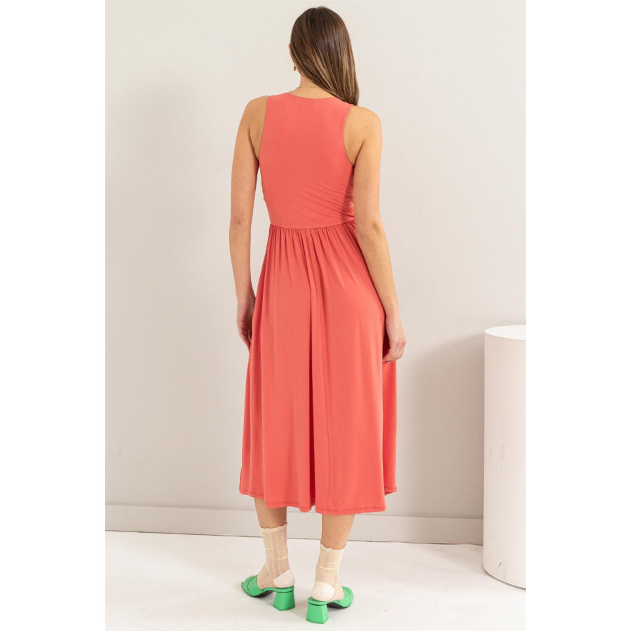 HYFVE Sleeveless Slit Midi Dress Apparel and Accessories