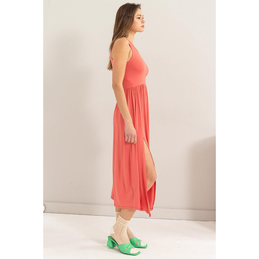 HYFVE Sleeveless Slit Midi Dress Apparel and Accessories