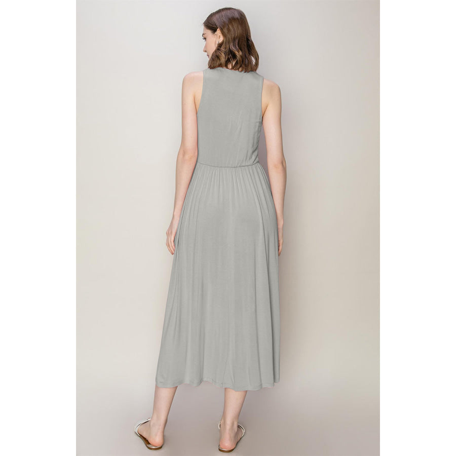 HYFVE Sleeveless Slit Midi Dress Gray / S Apparel and Accessories