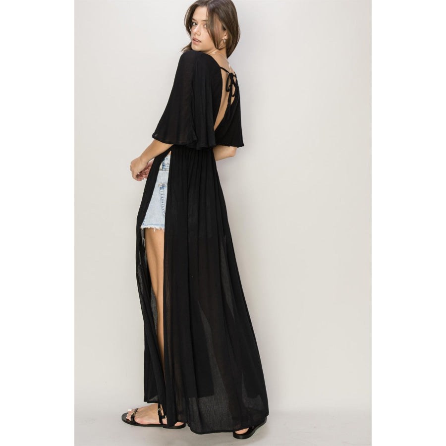 HYFVE Tie Back Maxi Split Cover Up Dress Apparel and Accessories