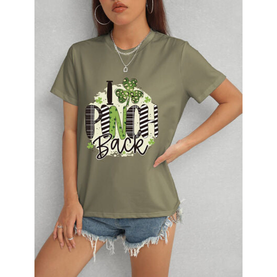 I PINCH BACK Round Neck Short Sleeve T - Shirt Army Green / S Apparel and Accessories