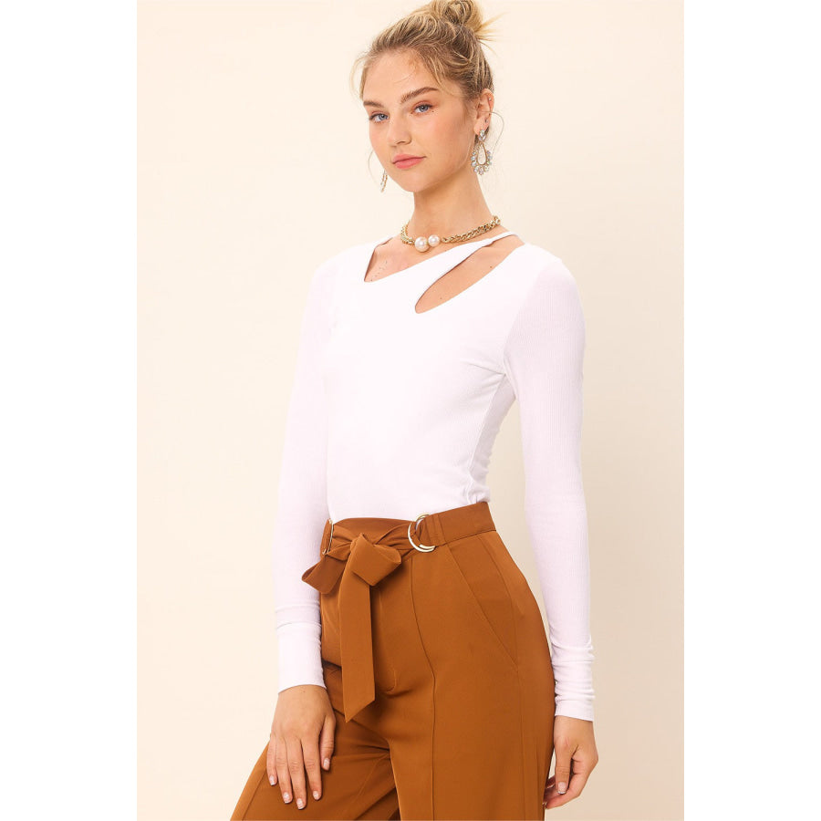 Idem Ditto Front Cut Out Long Sleeve Knit Top Apparel and Accessories