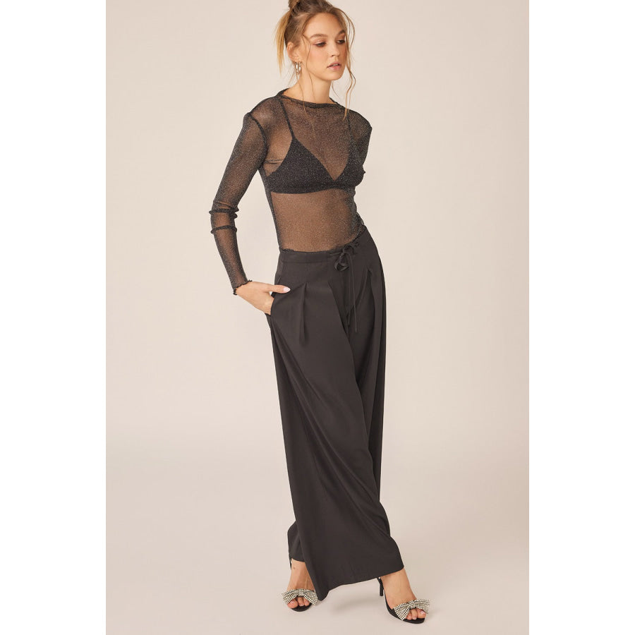 Idem Ditto Sparkling Glitter Long Sleeve Sheer Top Shirts & Tops