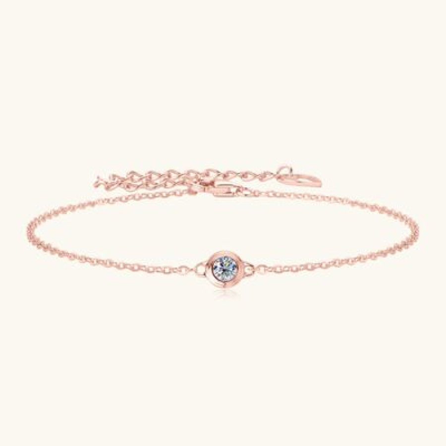 Inlaid Moissanite 925 Sterling Silver Bracelet Rose Gold / One Size Apparel and Accessories