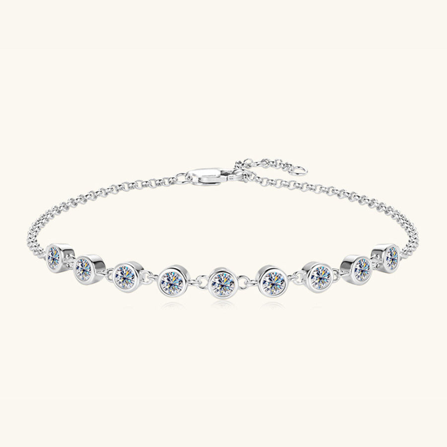 Inlaid Moissanite 925 Sterling Silver Bracelet Apparel and Accessories