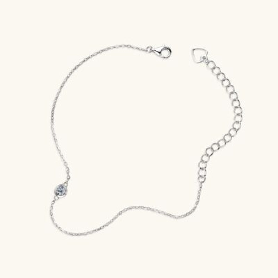 Inlaid Moissanite 925 Sterling Silver Bracelet Apparel and Accessories