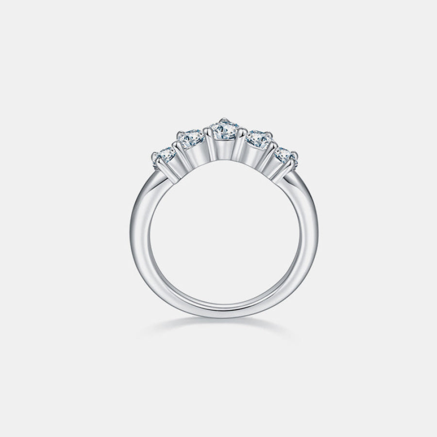 Inlaid Moissanite 925 Sterling Silver Ring Silver / 5 Apparel and Accessories