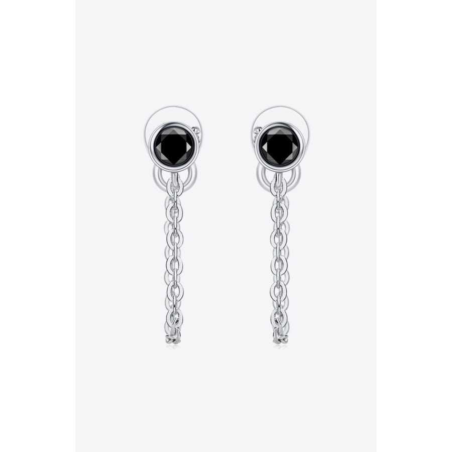 Inlaid Moissanite Chain Earrings Black/Silver