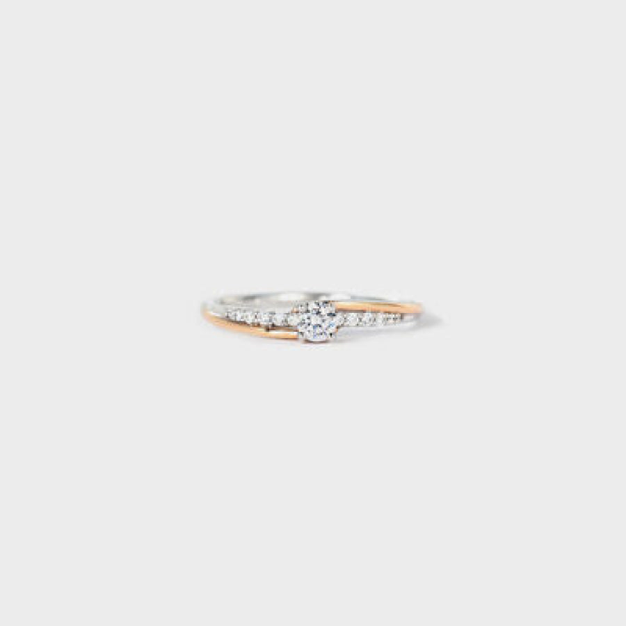 Inlaid Zircon Bicolor Rose Gold-Plated Ring Silver / 6 Apparel and Accessories