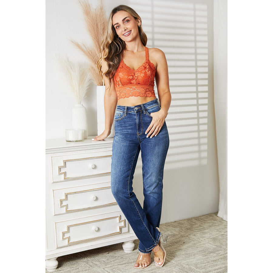 JadyK Juliette Full Size Crisscross Lace Bralette Apparel and Accessories