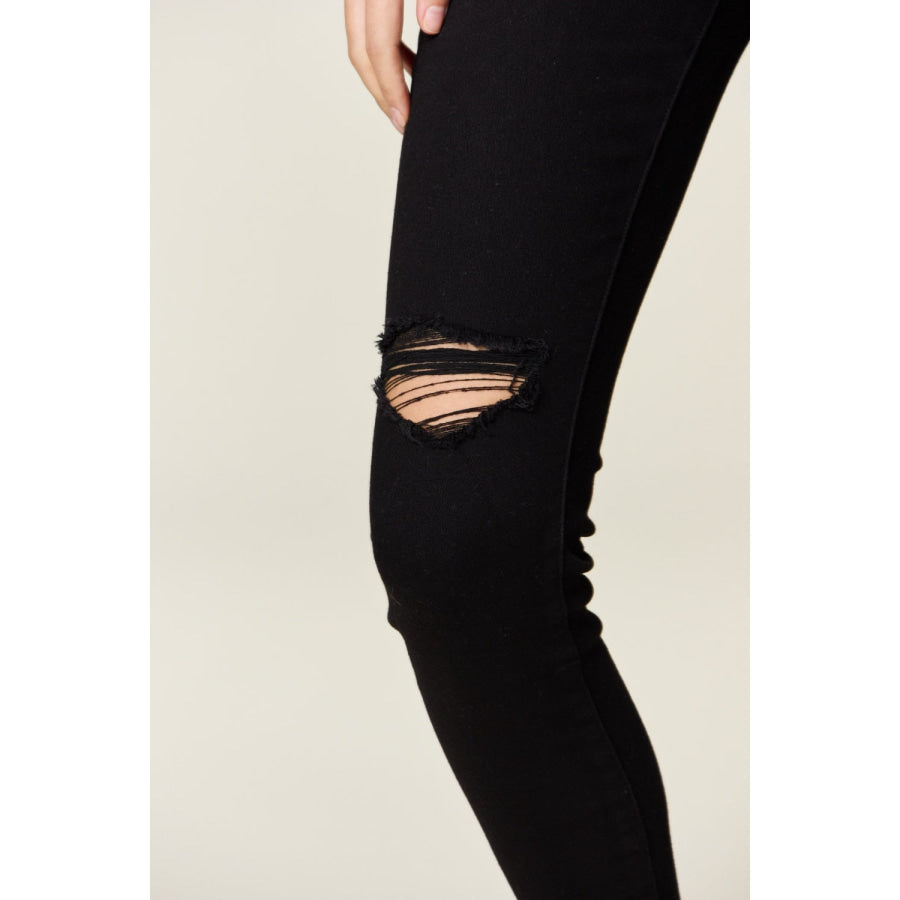 Judy Blue Full Size Distressed Tummy Control High Waist Skinny Jeans Apparel and Accessories
