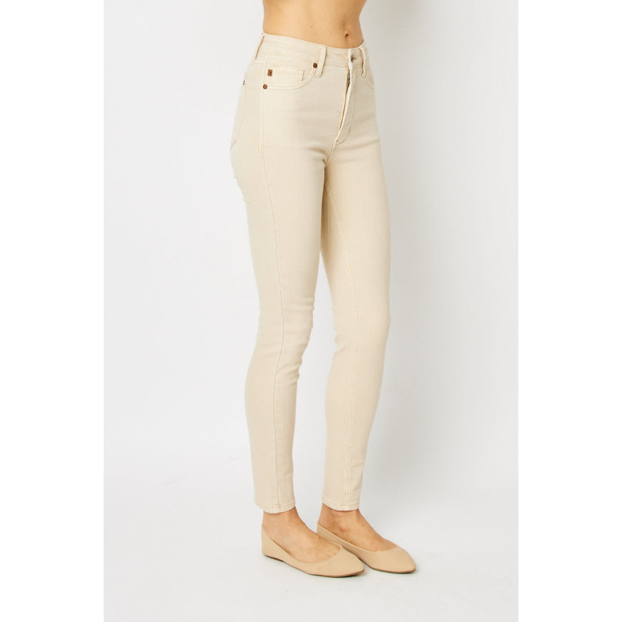 Judy Blue Full Size Garment Dyed Tummy Control Skinny Jeans Apparel and Accessories