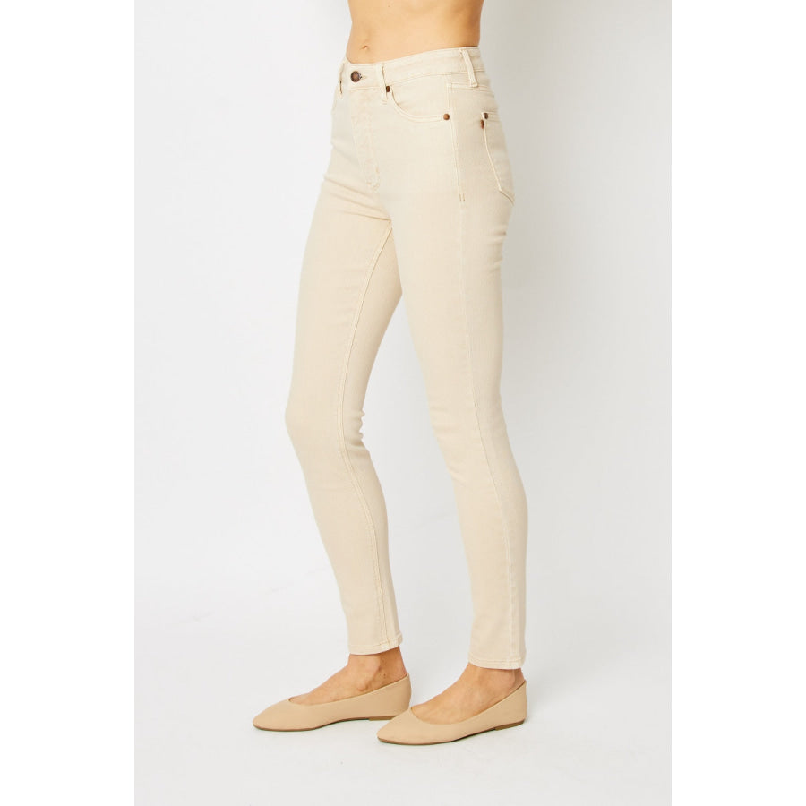 Judy Blue Full Size Garment Dyed Tummy Control Skinny Jeans Apparel and Accessories