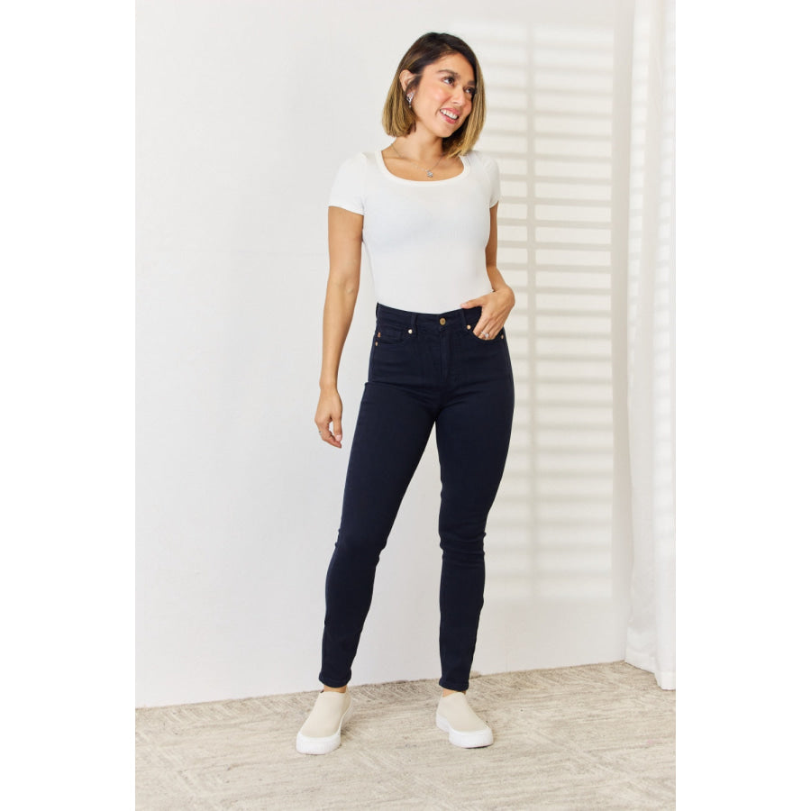 Judy Blue Full Size Garment Dyed Tummy Control Skinny Jeans Apparel and Accessories
