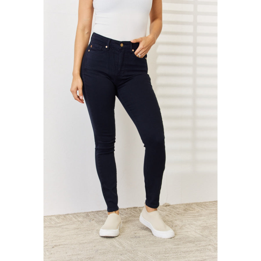 Judy Blue Full Size Garment Dyed Tummy Control Skinny Jeans Apparel and Accessories