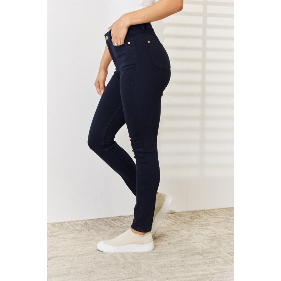 Judy Blue Full Size Garment Dyed Tummy Control Skinny Jeans Apparel and Accessories