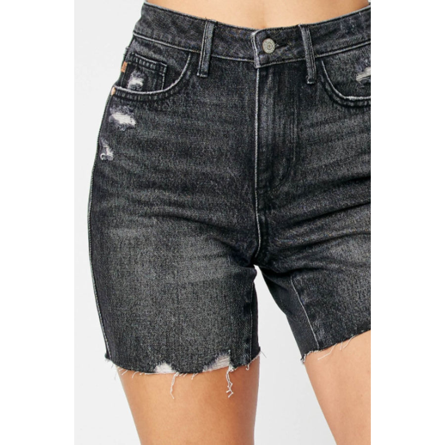 Judy Blue Full Size High Waist Tummy Control Denim Shorts Apparel and Accessories