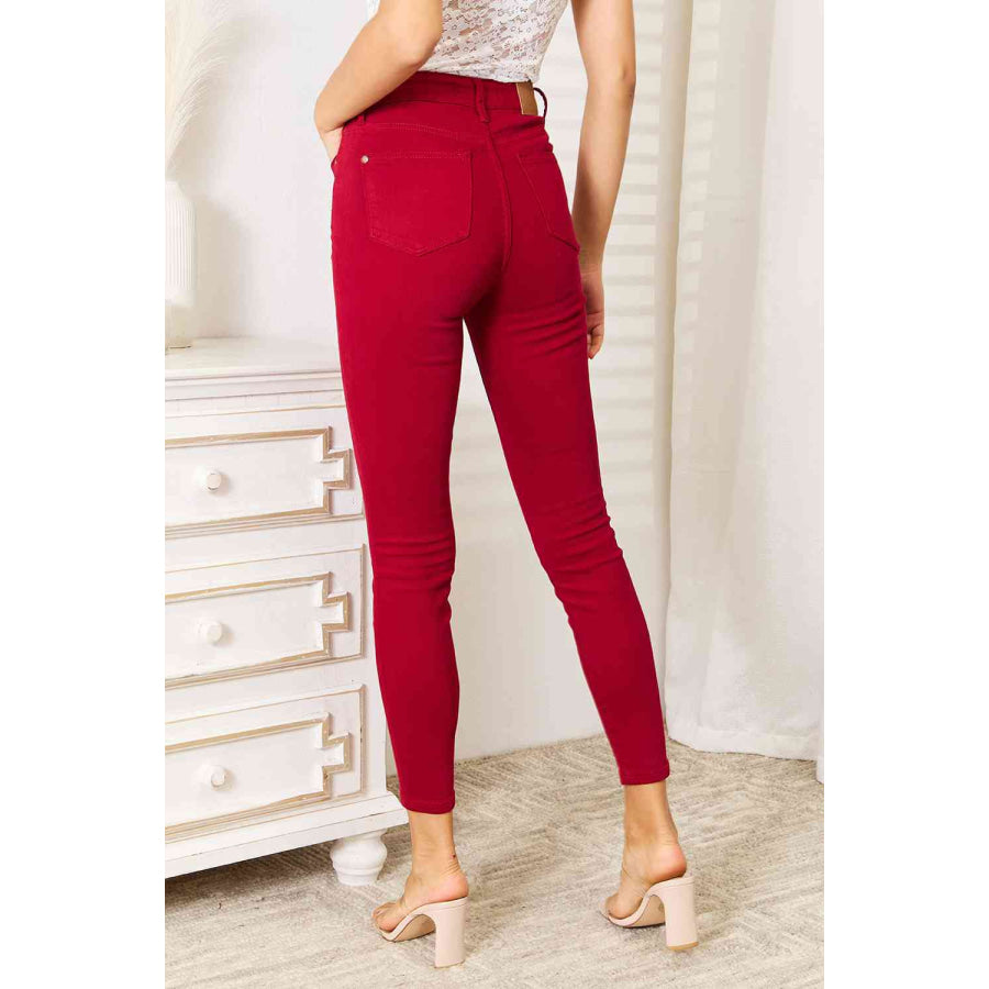 Judy Blue Full Size High Waist Tummy Control Skinny Jeans Deep Red / 0(24)
