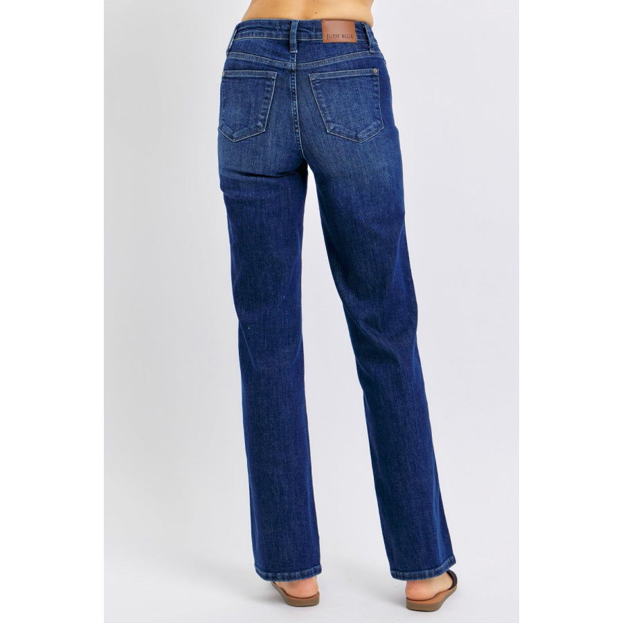Judy Blue Full Size High Waist Tummy Control Straight Jeans Dark / 0/24 Apparel and Accessories