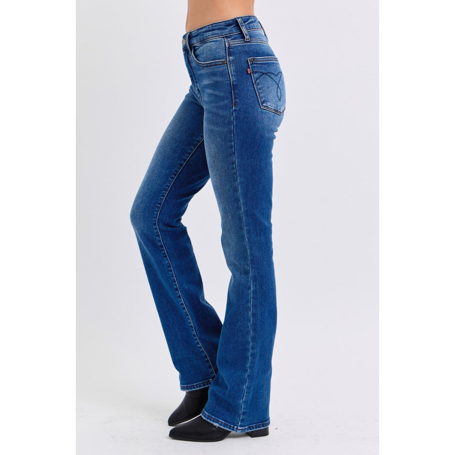Judy Blue Full Size Run Mid-Rise Bootcut Jeans with Thermal Lining Apparel and Accessories
