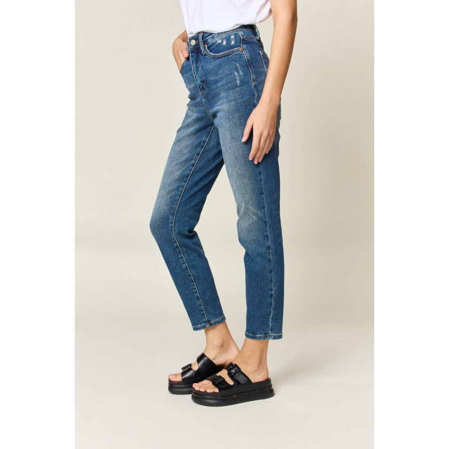 Judy Blue Full Size Tummy Control High Waist Slim Jeans Apparel and Accessories