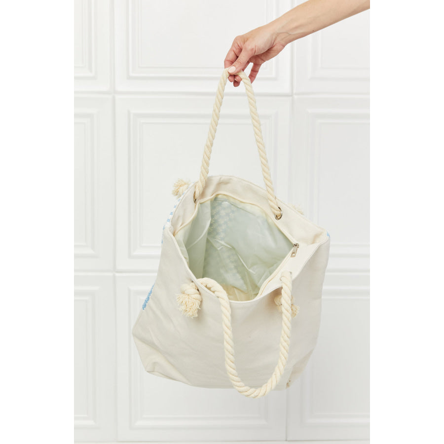 Justin Taylor Picnic Date Tassle Tote Bag Chambray / One Size