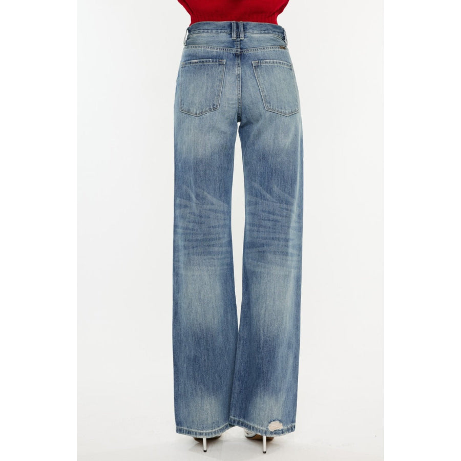 Kancan Distressed High Waist Bootcut Jeans Apparel and Accessories