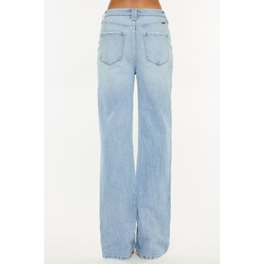 Kancan Distressed High Waist Straight Jeans Apparel and Accessories
