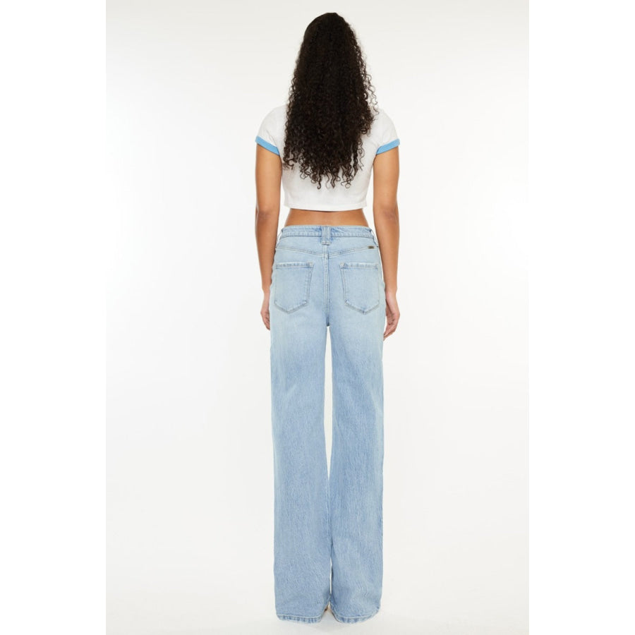 Kancan Distressed High Waist Straight Jeans Apparel and Accessories
