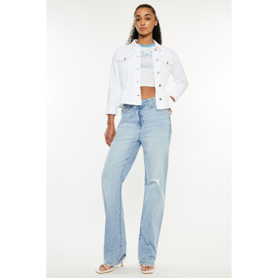 Kancan Distressed High Waist Straight Jeans Light / 1 Apparel and Accessories