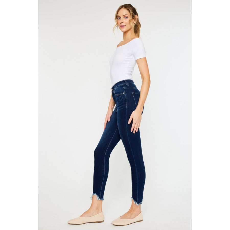Kancan Full Size High Rise Frayed Ankle Skinny Jeans Apparel and Accessories