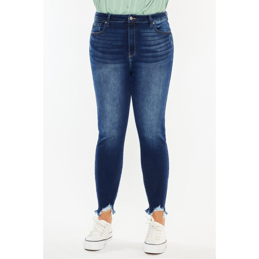 Kancan Full Size High Rise Frayed Ankle Skinny Jeans Apparel and Accessories