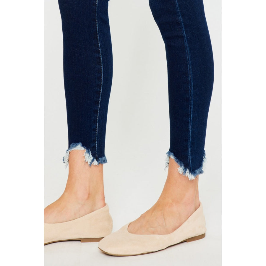 Kancan Full Size High Rise Frayed Ankle Skinny Jeans Apparel and Accessories