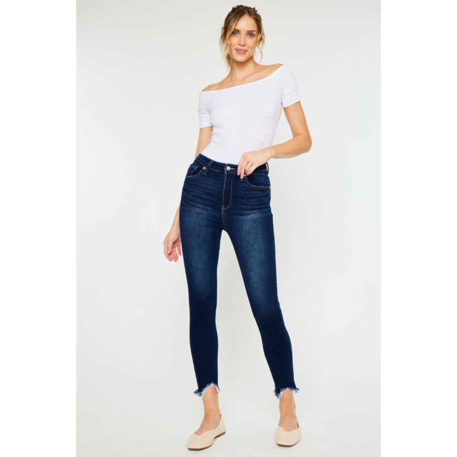Kancan Full Size High Rise Frayed Ankle Skinny Jeans Apparel and Accessories