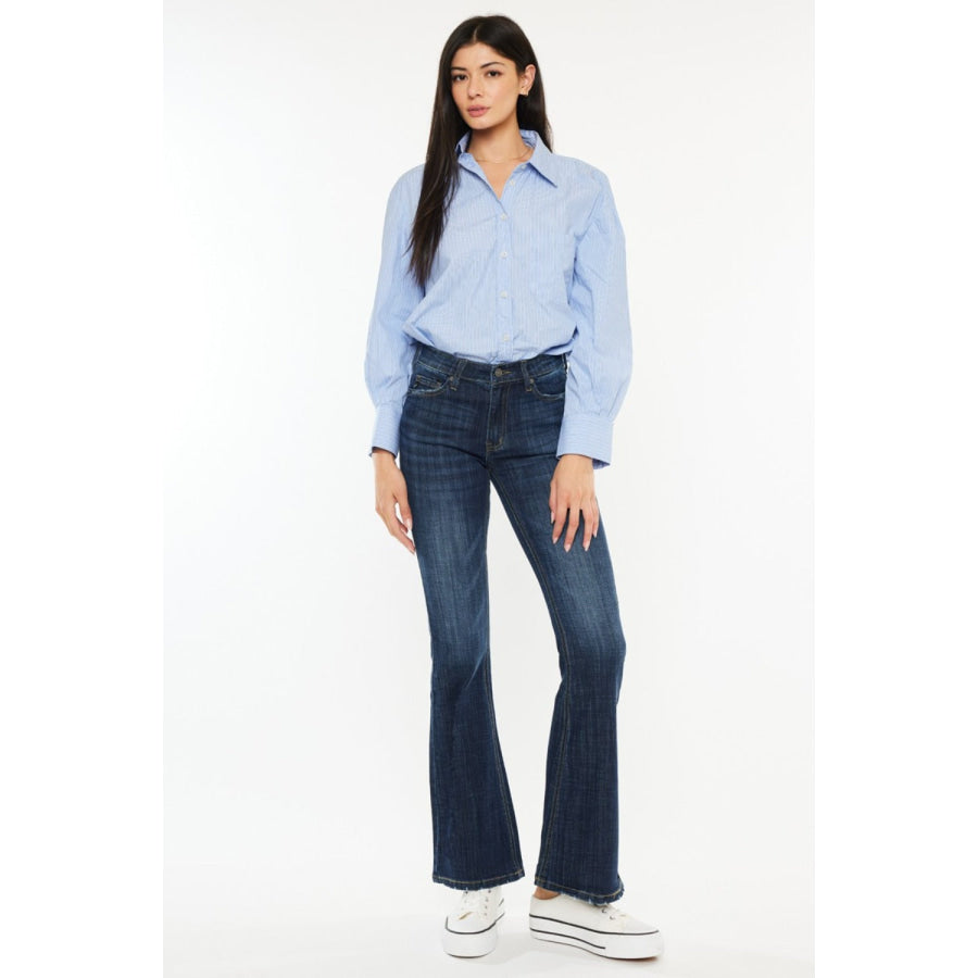Kancan Full Size Mid Rise Flare Jeans Apparel and Accessories
