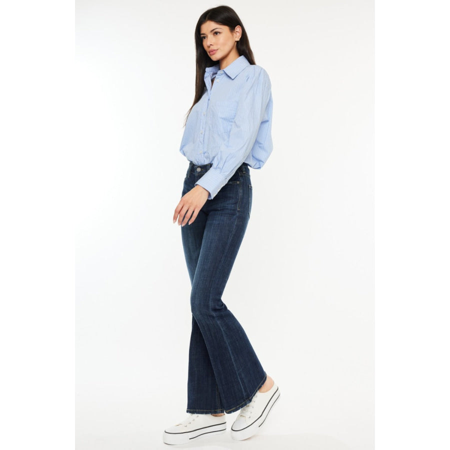 Kancan Full Size Mid Rise Flare Jeans Apparel and Accessories