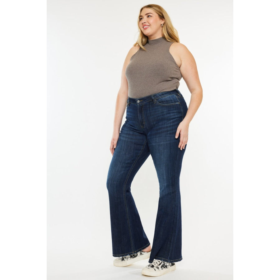 Kancan Full Size Mid Rise Flare Jeans Apparel and Accessories