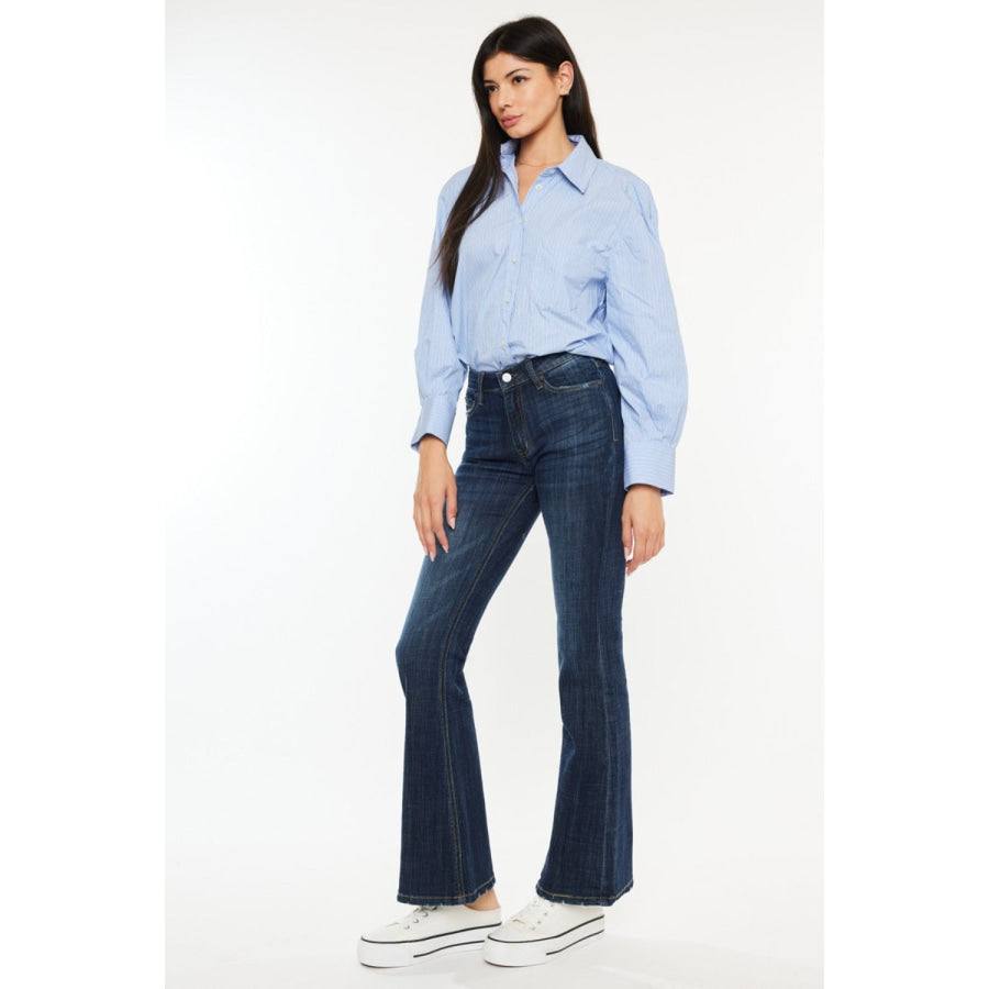 Kancan Full Size Mid Rise Flare Jeans Apparel and Accessories
